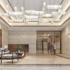 新中式酒店大堂3D模型下载